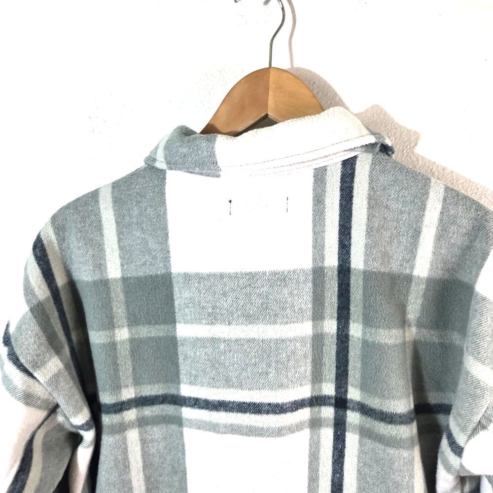 Banana Republic Green Plaid Fleece Shacket Button Up Mens Medium - Picture 5 of 12